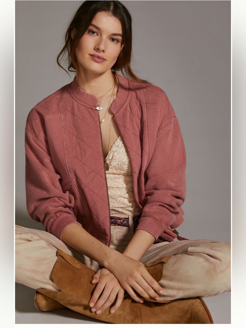 Anthropologie pilcro quilted bomber jacket size small